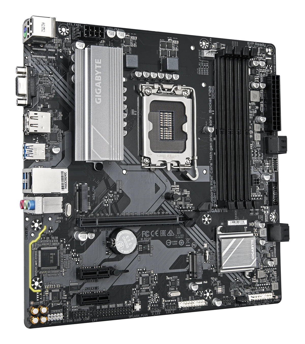GIGABYTE B760M D3HP Mainboard - Intel Core CPUs der 14. Generation, 4+1+1 Phasen VRM, bis zu 5600 MHz DDR5, 2xPCIe 4.0 M.2, GbE LAN, USB 3.2 Gen 1