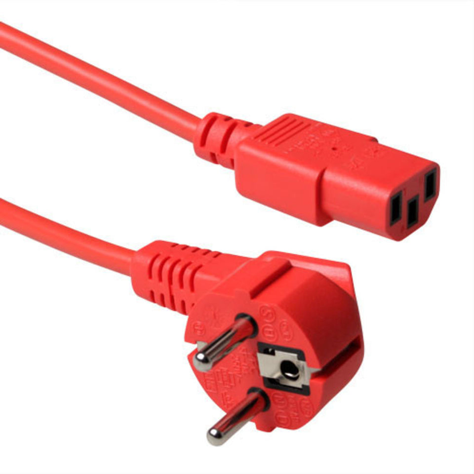 ACT Stromkabel Netzstecker CEE 7/7 Stecker (abgewinkelt) - C13 rot 5 m