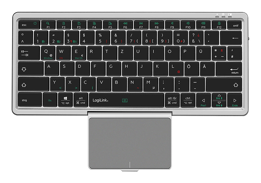 LogiLink ID0214 Tastatur Heimbüro Bluetooth QWERTZ Deutsch Grau