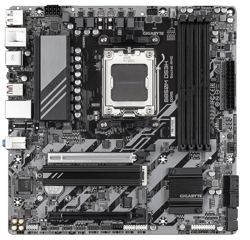 GIGABYTE B850M DS3H Motherboard - AMD Ryzen 9000 Series CPUs, 16+2+2 Phasen Digital VRM, bis zu 8200MHz DDR5 (OC), 1xPCIe 5.0 + 1xPCIe 4.0 M.2, 2.5 LAN, USB 3.2 Gen 2