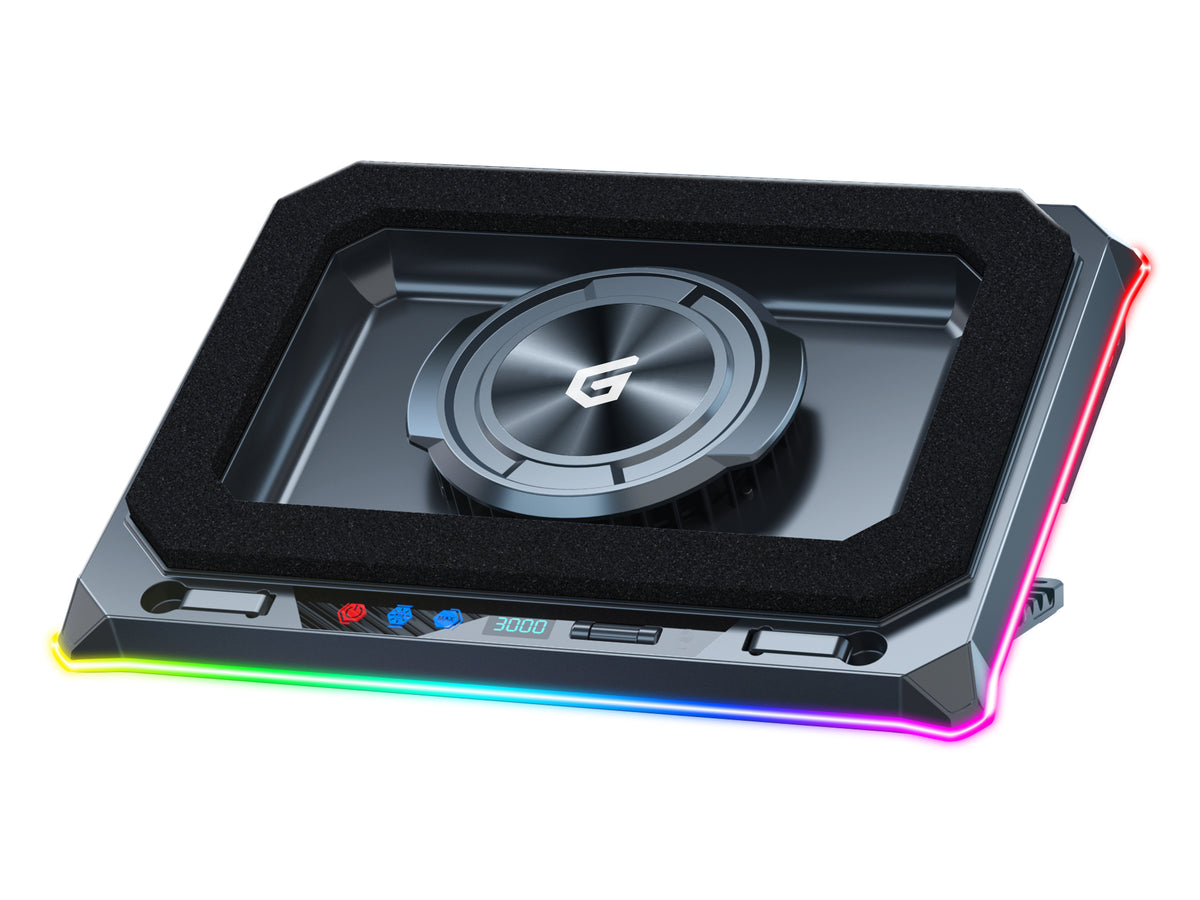Conceptronic THYIA03B Turbofan Gaming Laptop-Kühlpad mit USB-Hub, RGB, versiegeltem Schaumdesign und Smartphone-Halter