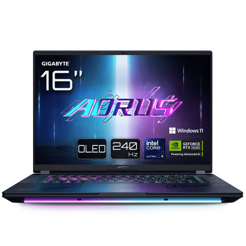 GIGABYTE AORUS MASTER 16 BYHC5FRE65SP laptop Intel Core Ultra 9 275HX 40,6 cm (16") WQXGA 32 GB DDR5-SDRAM 2 TB SSD NVIDIA GeForce RTX 5080 Wi-Fi 7 (802.11be) Windows 11 Pro Französisch Schwarz