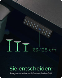 ICY BOX IB-EW122B-TT, Elektrisch höhenverstellbarer Tisch, Tischplatte 140x70 cm, Höhe 63-128cm