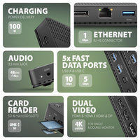Axagon HMC-DL-KVM USB-C 10Gbps DisplayLink KVM Dockingstation für zwei 4K Monitore und Computer