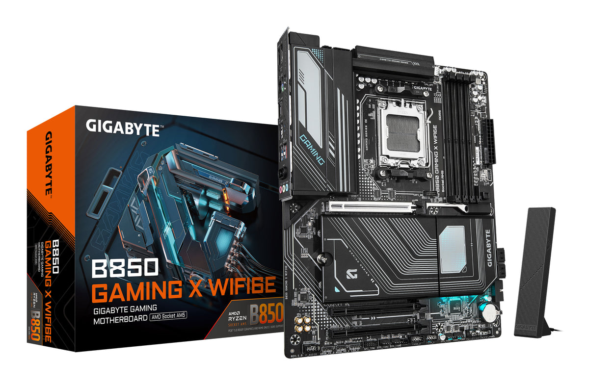 GIGABYTE B850 GAMING X WIFI6E Motherboard - AMD Ryzen 9000 Serie CPUs, 12+2+2 Phasen digitales VRM, bis zu 8200MHz DDR5 (OC), 1xPCIe 5.0 + 2xPCIe 4.0 M.2, 2.5G LAN, WIFI 6E, USB 3.2 Gen 2x2