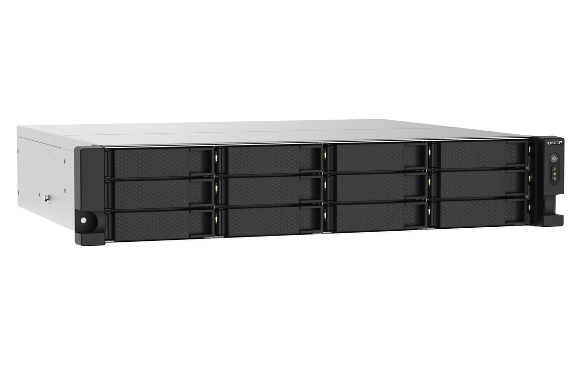 QNAP TS-1273AU-RP-8G NAS & Speicherserver Rack (2U) Ryzen Embedded V1500B 8 GB DDR4 0 TB QNAP QTS Aluminium, Schwarz