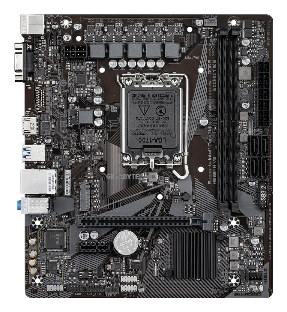 GIGABYTE H610M H V2 Mainboard - Unterstützt Intel Core Prozessoren 14th CPUs, 4+1+1 Hybrid Digital VRM, up to 5600MHz DDR5, 1xPCIe 3.0 M.2, GbE LAN, USB 3.2 Gen 1