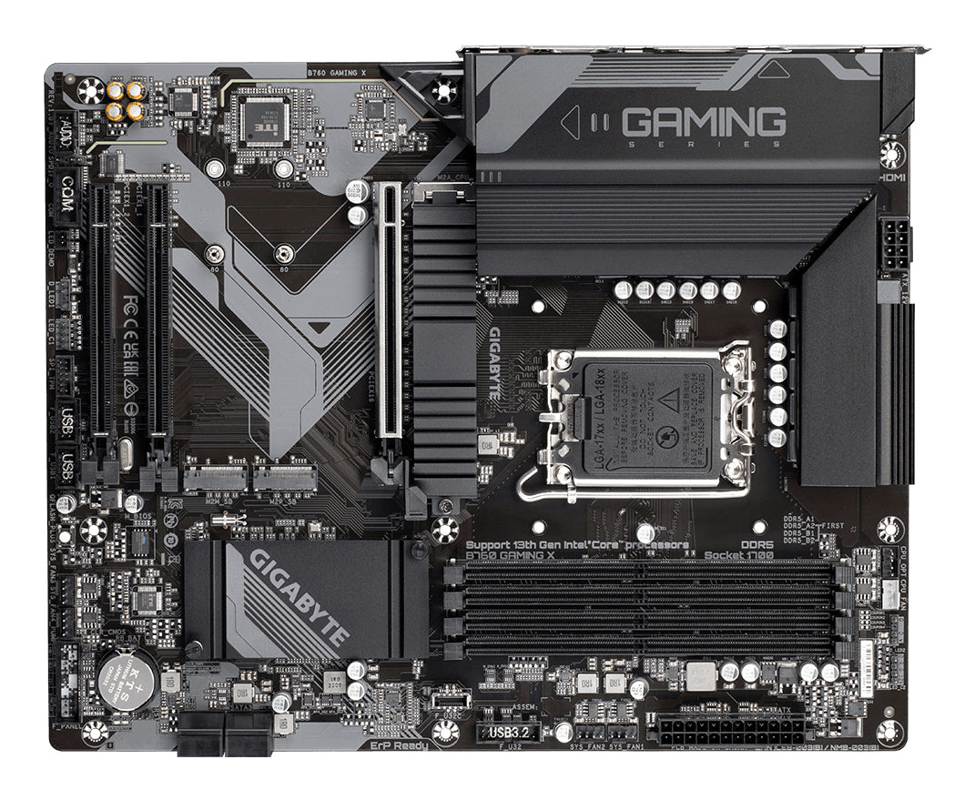 GIGABYTE B760 GAMING X Mainboard - Unterstützt Intel Core Prozessoren der 14. Generation, 8+1+1 Phasen digitales VRM, bis zu 7600MHz DDR5 (OC), 3x PCIe 4.0 M.2, 2.5GbE LAN, USB 3.2 Gen 2
