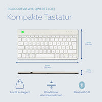 R-Go Tools Ergonomische Tastatur R-Go Compact Break, kompakte Tastatur mit Pausensoftware, QWERTZ (DE), Bluetooth, Weiß