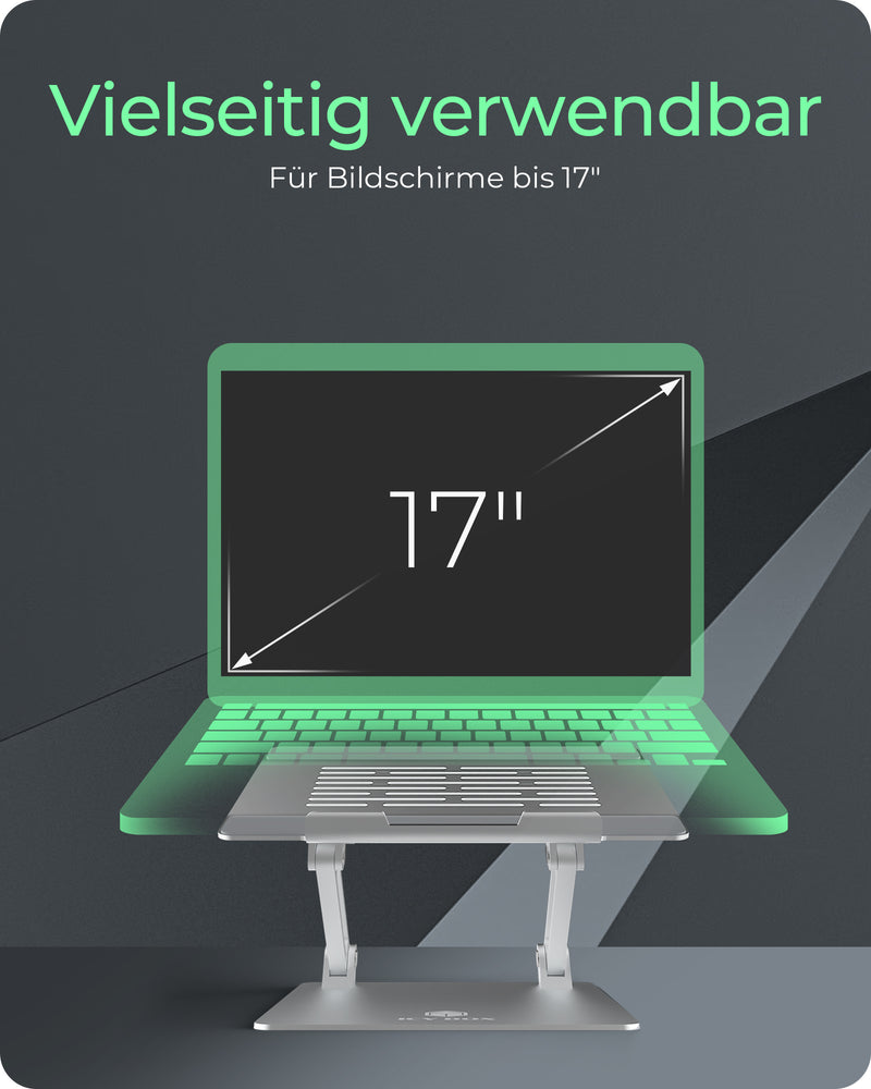 ICY BOX IB-NH300, Notebookhalter höhenverstellbar, Aluminium, für Notebooks bis 17" (43 cm)