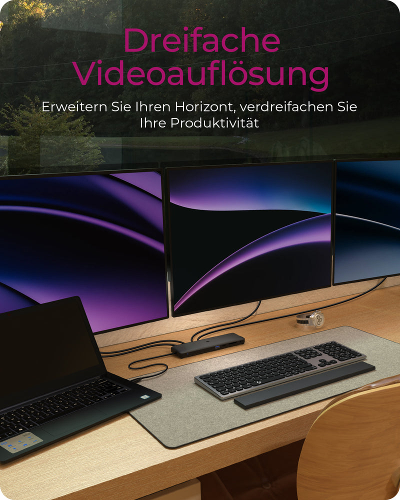 ICY BOX IB-DK2116-C, USB Type-C® Notebook DockingStation mit dreifacher Videoausgabe