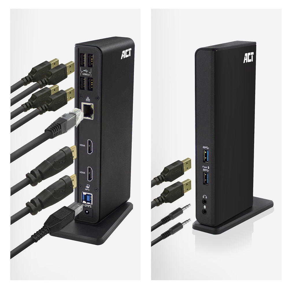ACT Universelle USB-C- oder USB-A-Dockingstation, für 2 HDMI-Monitore, DisplayLink