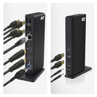ACT Universelle USB-C- oder USB-A-Dockingstation, für 2 HDMI-Monitore, DisplayLink
