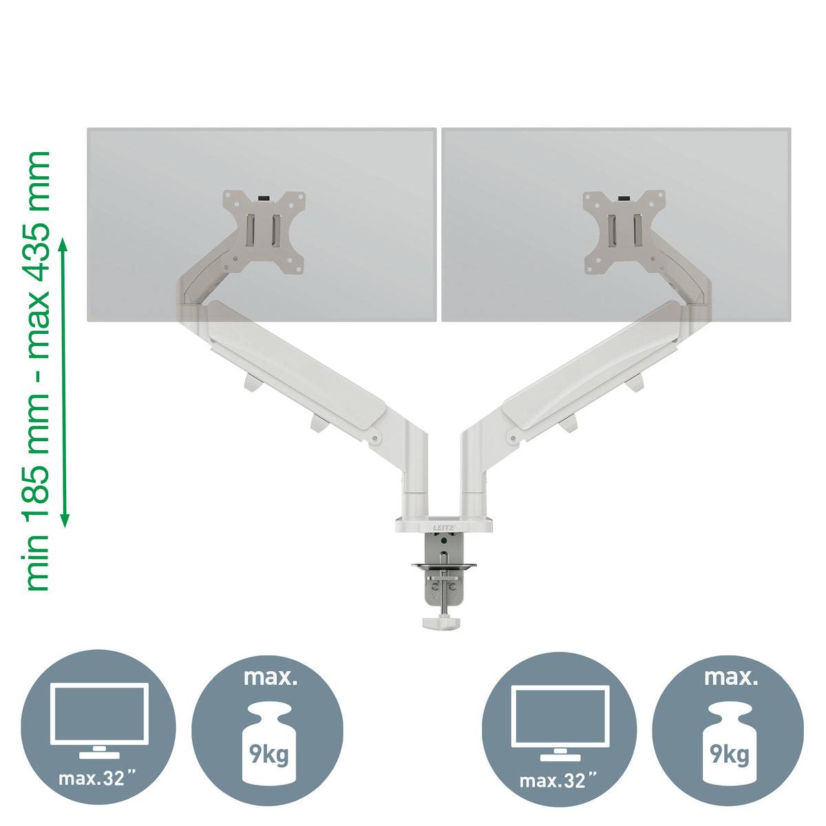 Leitz 65370085 Flachbildschirm-Tischhalterung 81,3 cm (32") Tisch/Bank Grau