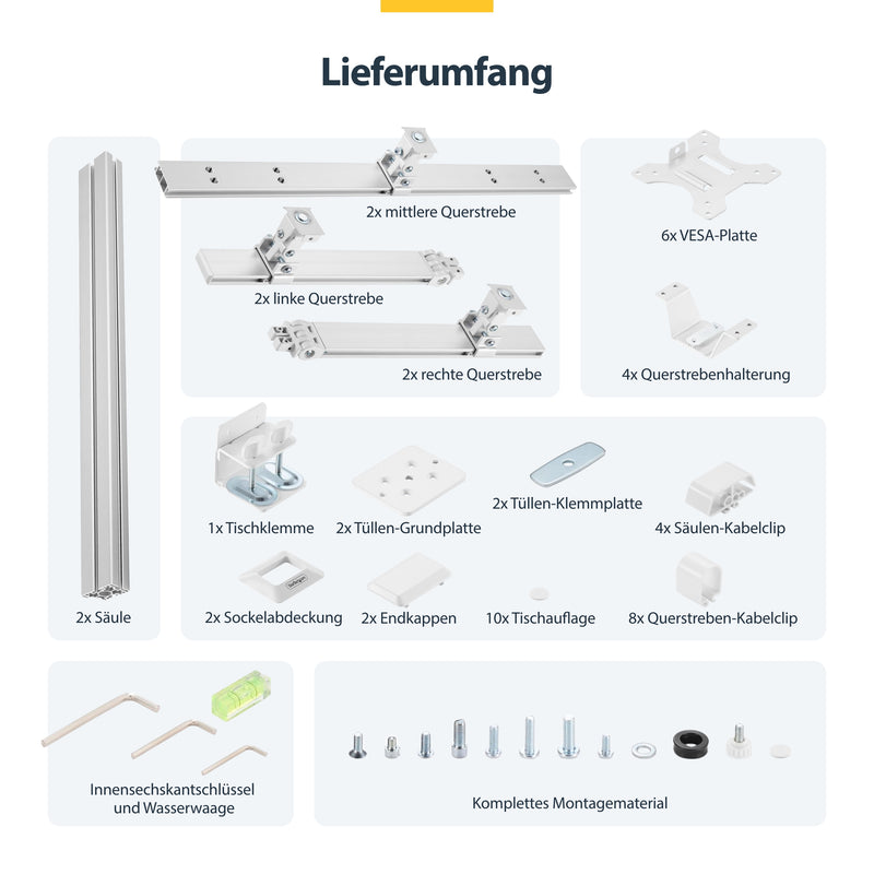 StarTech.com 6-MONITOR-ARM-A Flachbildschirm-Tischhalterung 81,3 cm (32") Tisch/Bank Weiß