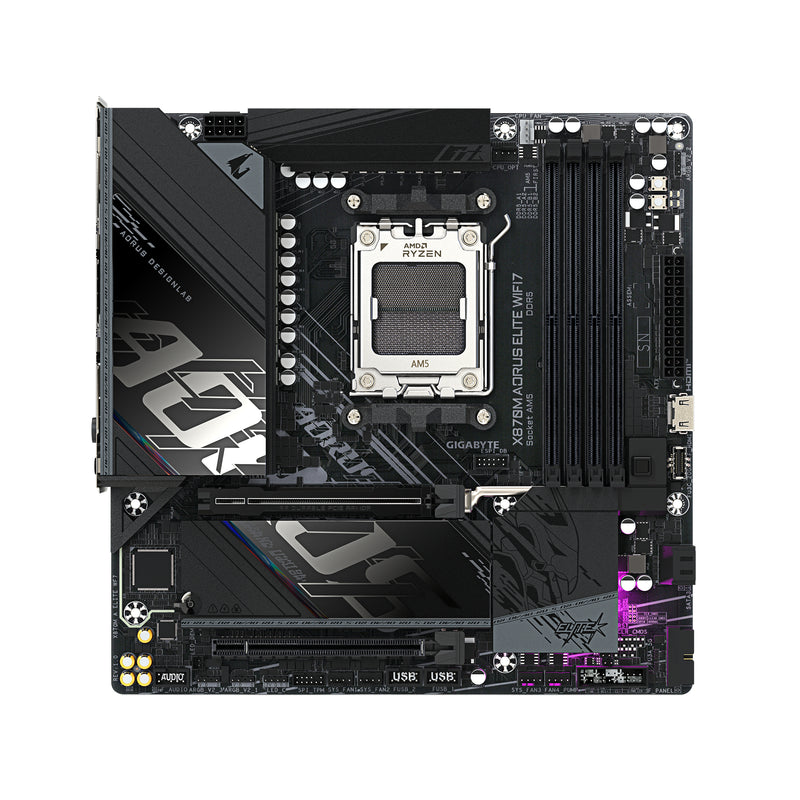 GIGABYTE X870M AORUS ELITE WIFI7 Mainboard – Unterstützt AMD Ryzen 9000 CPUs, digitale 14+2+2 Phasen VRM, bis zu 8200 MHz DDR5 (OC), 1 x PCIe 5.0 + 1 x PCIe 4.0, Wi-Fi 7, 2.5 GbE LAN, USB 4
