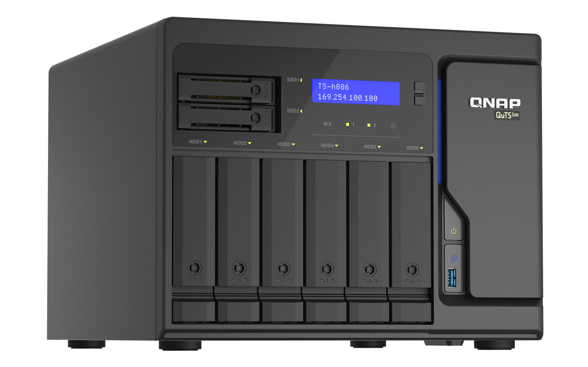 QNAP TS-h886 NAS Tower Intel® Xeon® D D-1602 8 GB DDR4 0 TB QuTS hero Schwarz