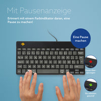R-Go Tools Ergonomische Tastatur R-Go Compact Break, kompakte Tastatur mit Pausensoftware, AZERTY (BE), verkabelt, schwarz