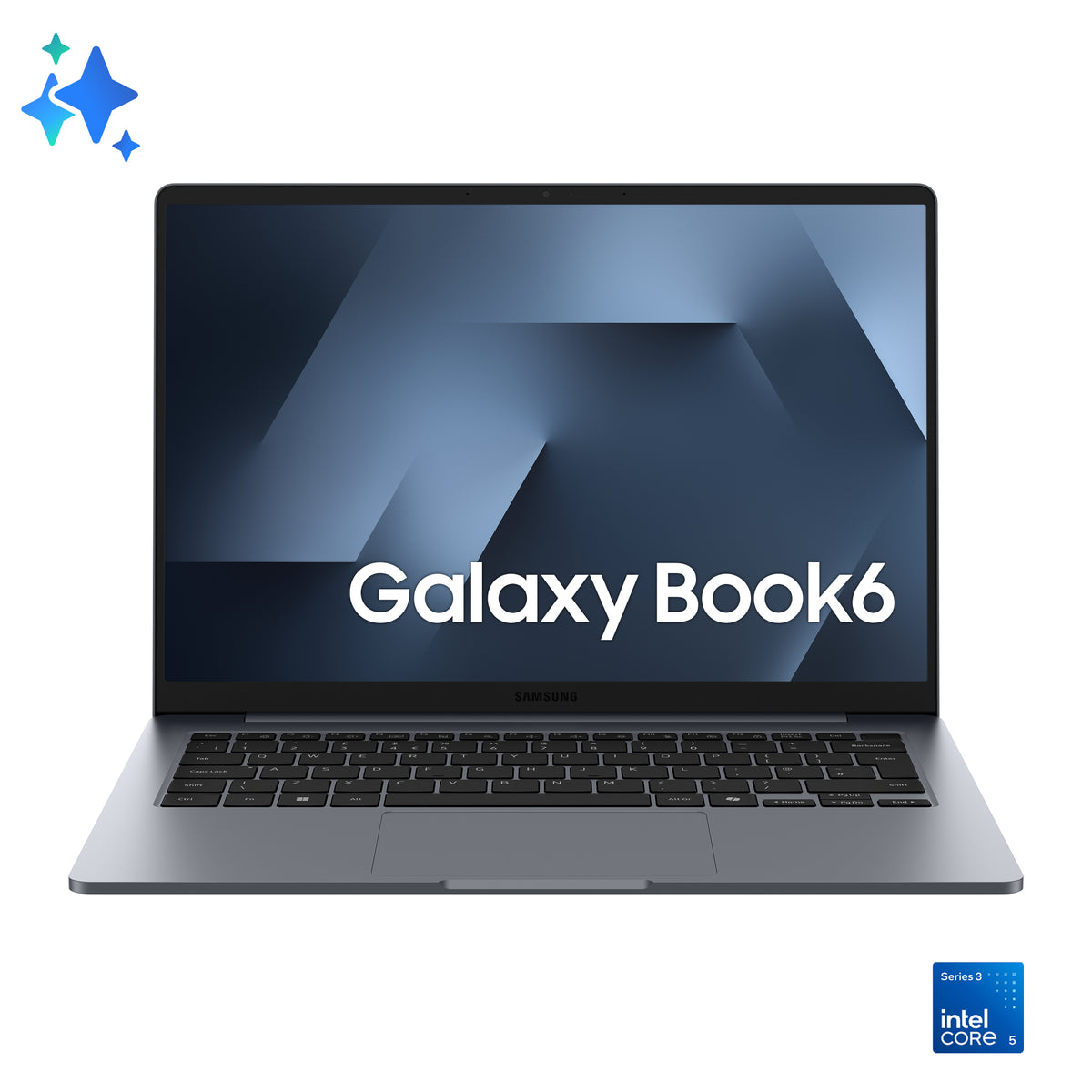 Samsung Galaxy Book6 Intel Core 5 315 Laptop 35,6 cm (14") WUXGA 16 GB LPDDR5x-SDRAM 512 GB SSD Wi-Fi 6E (802.11ax) Windows 11 Home Grau Deutsch