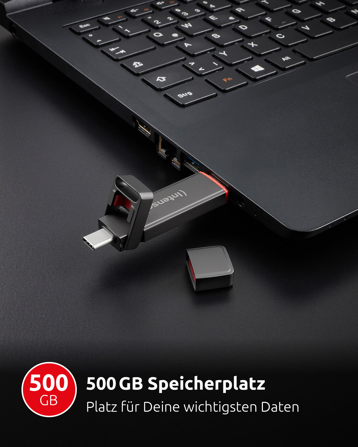 Intenso 3850450 Externes Solid State Drive 500 GB USB Type-A / USB Type-C 3.2 Gen 1 (3.1 Gen 1) Anthrazit