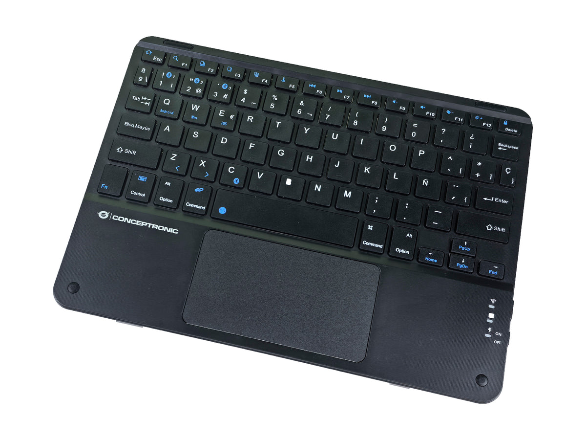 Conceptronic TOBIN01BES 10-Zoll-Bluetooth-Tastatur mit Touchpad, QWERTY Spanisch