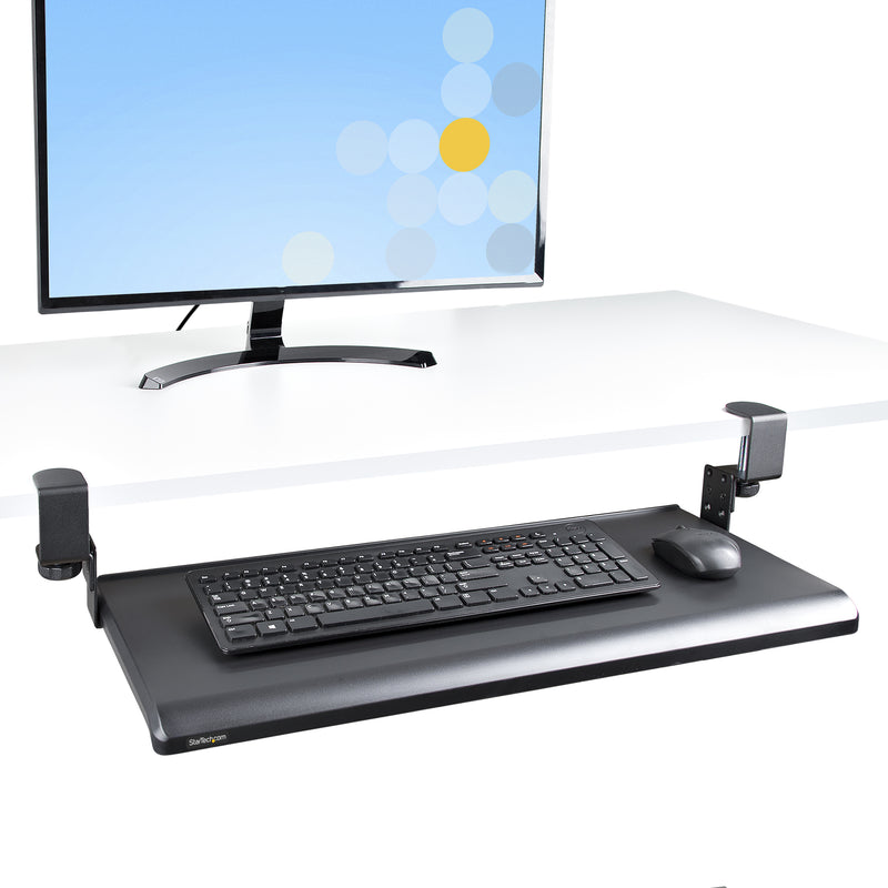 StarTech.com Untertisch Ausziehbare Tastaturablage, Höhenverstellbare Tastaturhalterung mit Tischklemmen, bis zu 12kg, Computertisch/Schreibtisch Tastaturauszug/Tastatureinschub