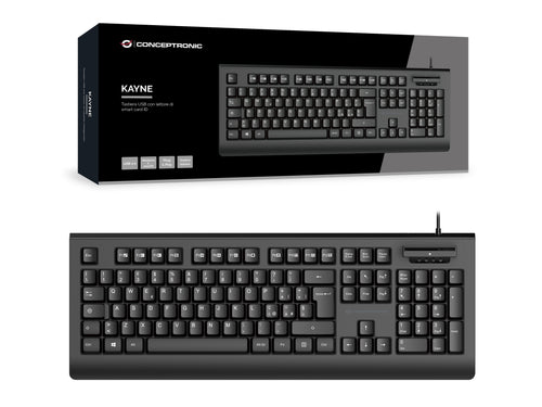 Conceptronic USB Tastatur +Smart ID-Kartenleser Layout IT sw