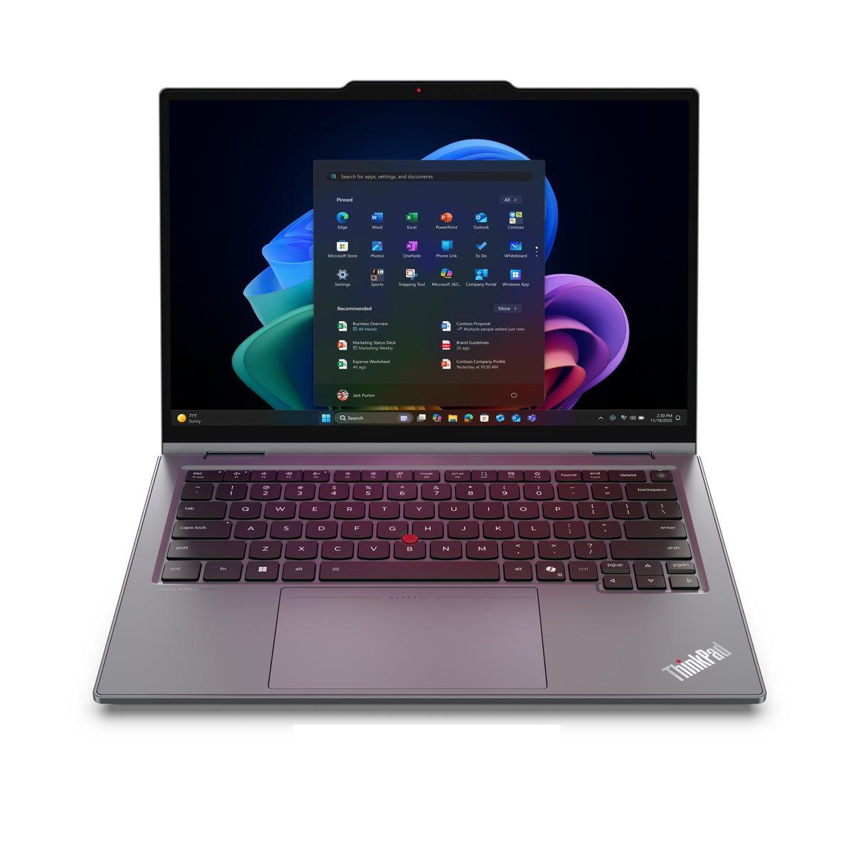 Lenovo ThinkPad X1 2-in-1 Gen 11 Aura Edition Copilot+ PC Intel Core Ultra 7 355 Hybrid (2-in-1) 35,6 cm (14") Touchscreen WUXGA 32 GB LPDDR5x-SDRAM 1 TB SSD Wi-Fi 7 (802.11be) Windows 11 Pro Schweiz Grau