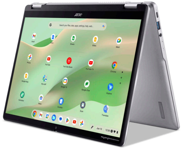 Acer Chromebook CP314-2HN-C93F Intel® N N100 35,6 cm (14") Touchscreen WUXGA 8 GB LPDDR5x-SDRAM 64 GB eMMC Wi-Fi 6E (802.11ax) ChromeOS Silber QWERTZ Deutsch