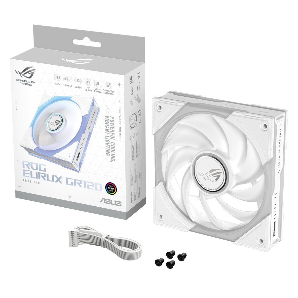 ASUS ROG Eurux GR120 ARGB Fan White Single Pack Computergehäuse Ventilator 12 cm Weiß 1 Stück(e)