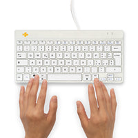 R-Go Tools Ergonomische Tastatur R-Go Compact Break, kompakte Tastatur mit Pausensoftware, QWERTY (IT), Kabelgebunden, Weiß