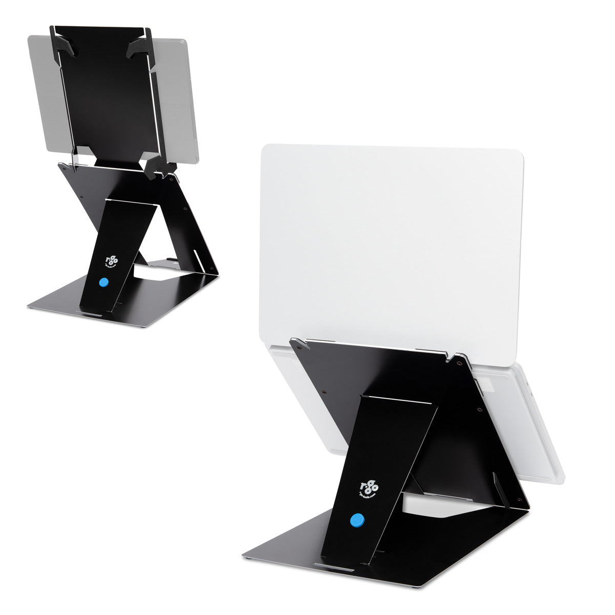 R-Go Tools Laptopständer R-Go Riser Duo, Tablet- und Laptop-Ständer in 1, ergonomisch faltbarer und einstellbarer Ständer, schwarz