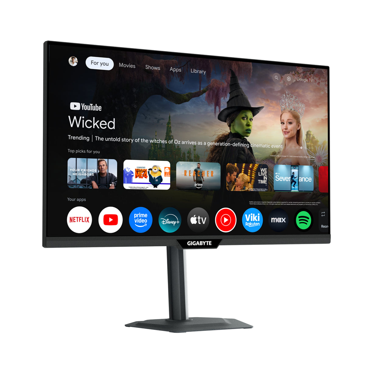 GIGABYTE M27QS 27” 2K QHD Smart-Monitor - Google TV, Drahtlose Anzeige, 2560 x 1440, 180Hz, 1ms, 350 cd/m², FreeSync, Display HDR400, HDMI 2.0, DisplayPort 1.4