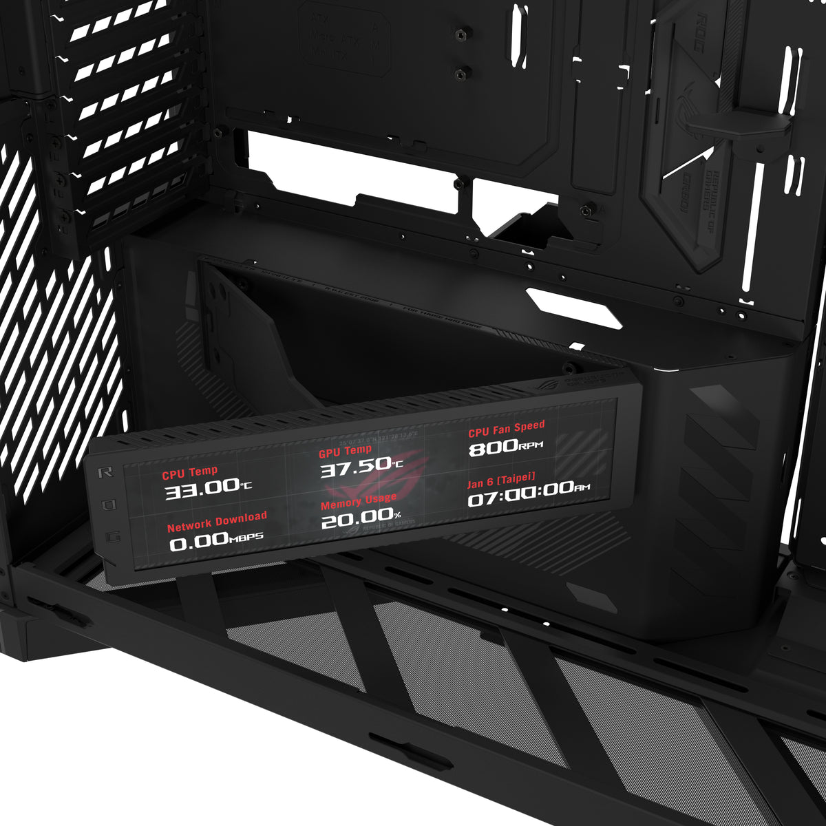 ASUS ROG CRONOX GR801 CURVE TG ARGB BLACK Midi Tower Schwarz