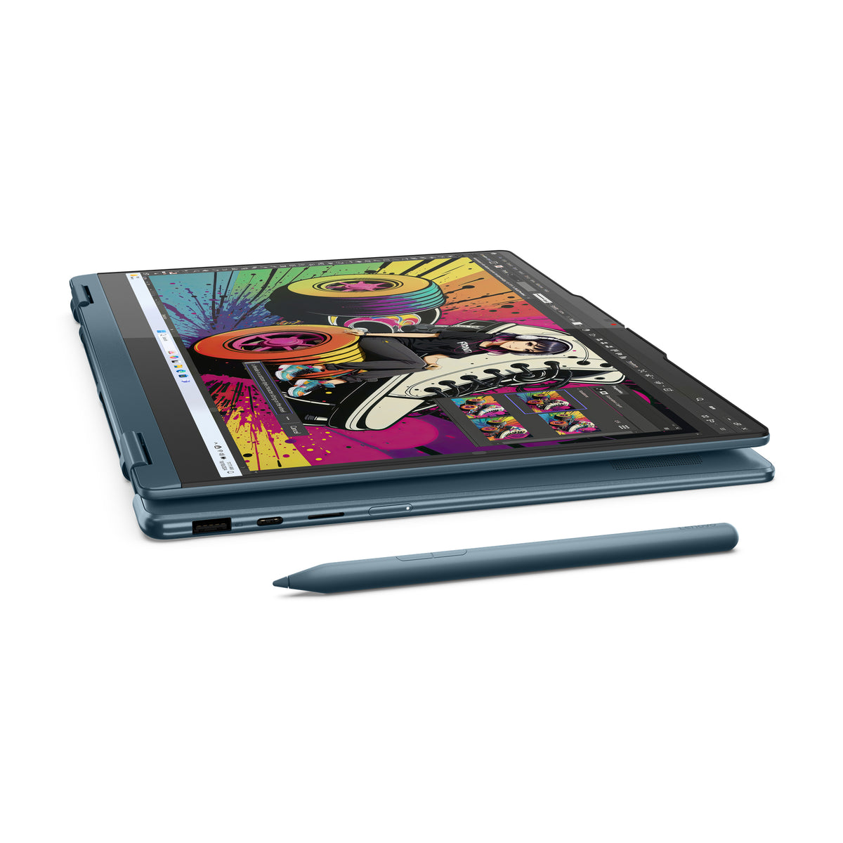 Lenovo Yoga 7 2-in-1 14AKP10 Copilot+ PC AMD Ryzen AI 5 340 Hybrid (2-in-1) 35,6 cm (14") Touchscreen WUXGA 16 GB LPDDR5x-SDRAM 512 GB SSD Wi-Fi 7 (802.11be) Windows 11 Home Türkis Deutsch