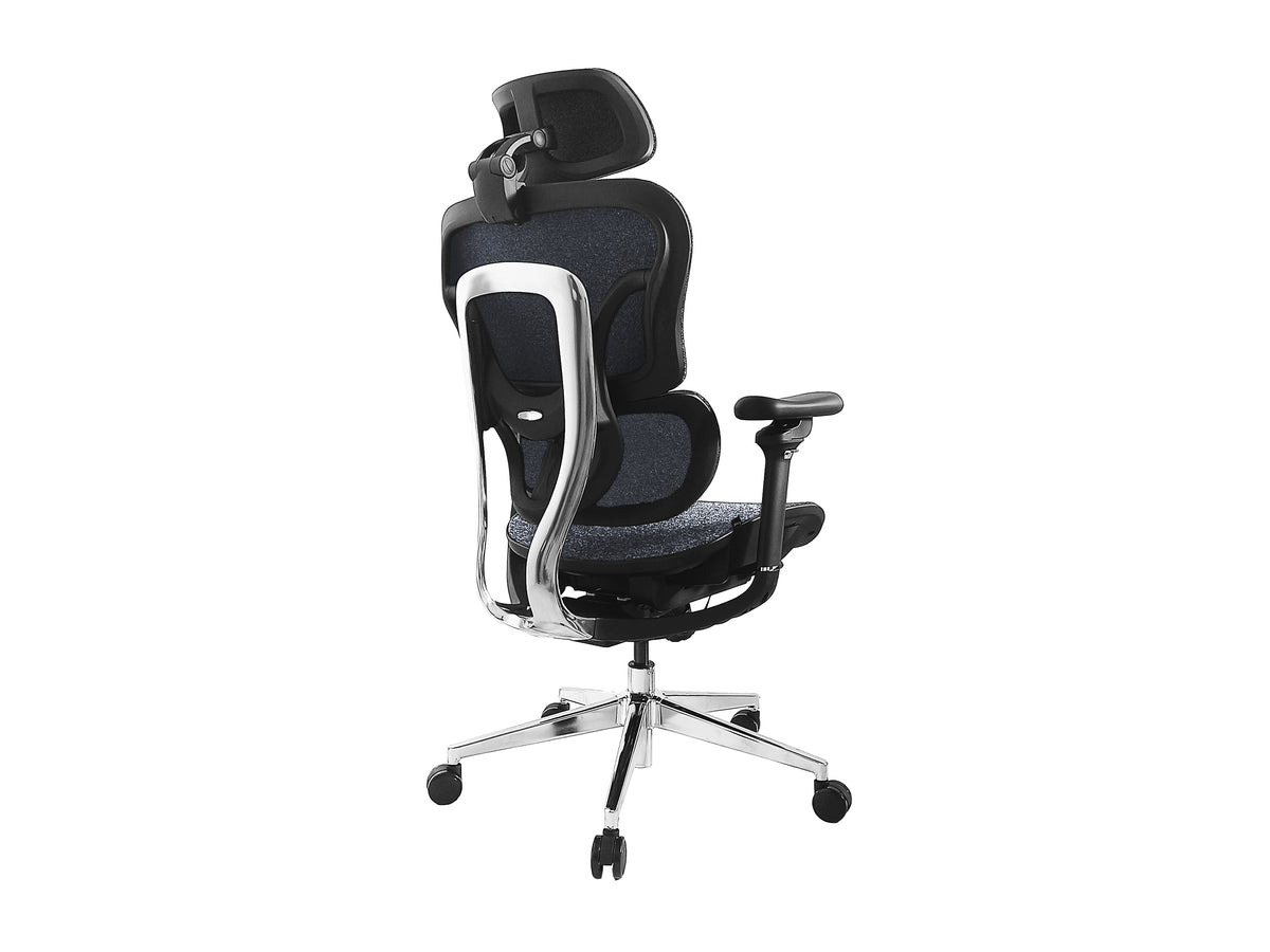 Equip Ergonomischer Premium-Bürostuhl mit Kopfstütze und Armlehnen, Blau-Schwarz