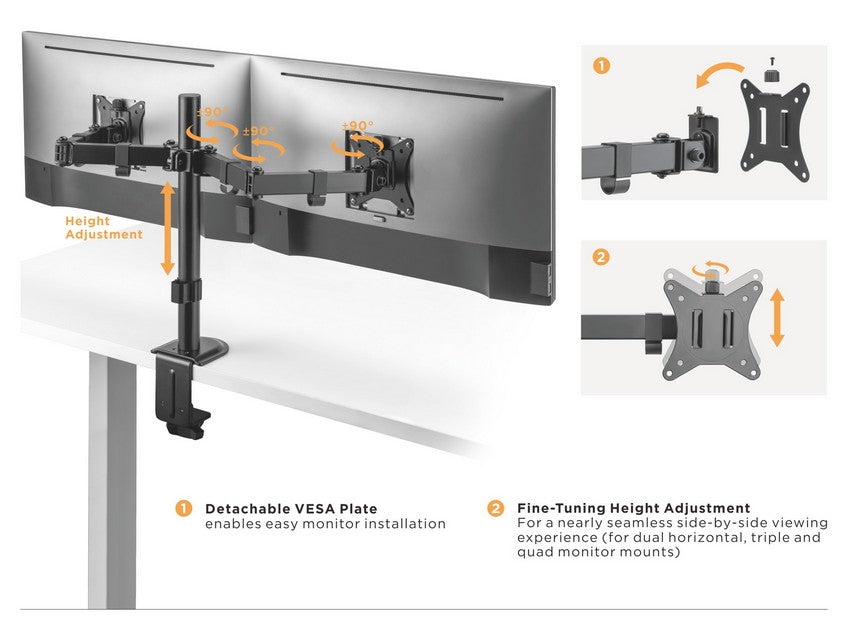 Equip 17"-32" Gelenk-Dual-Monitor-Tischhalterung