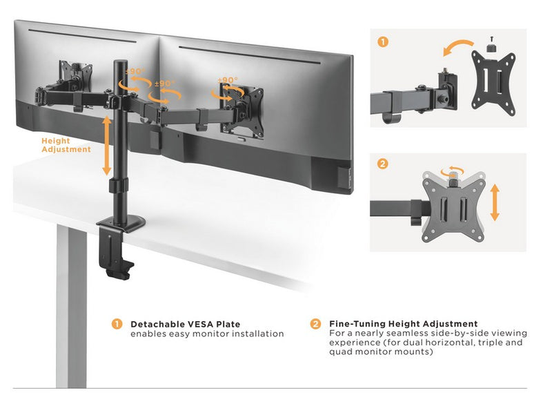 Equip 17"-32" Gelenk-Dual-Monitor-Tischhalterung
