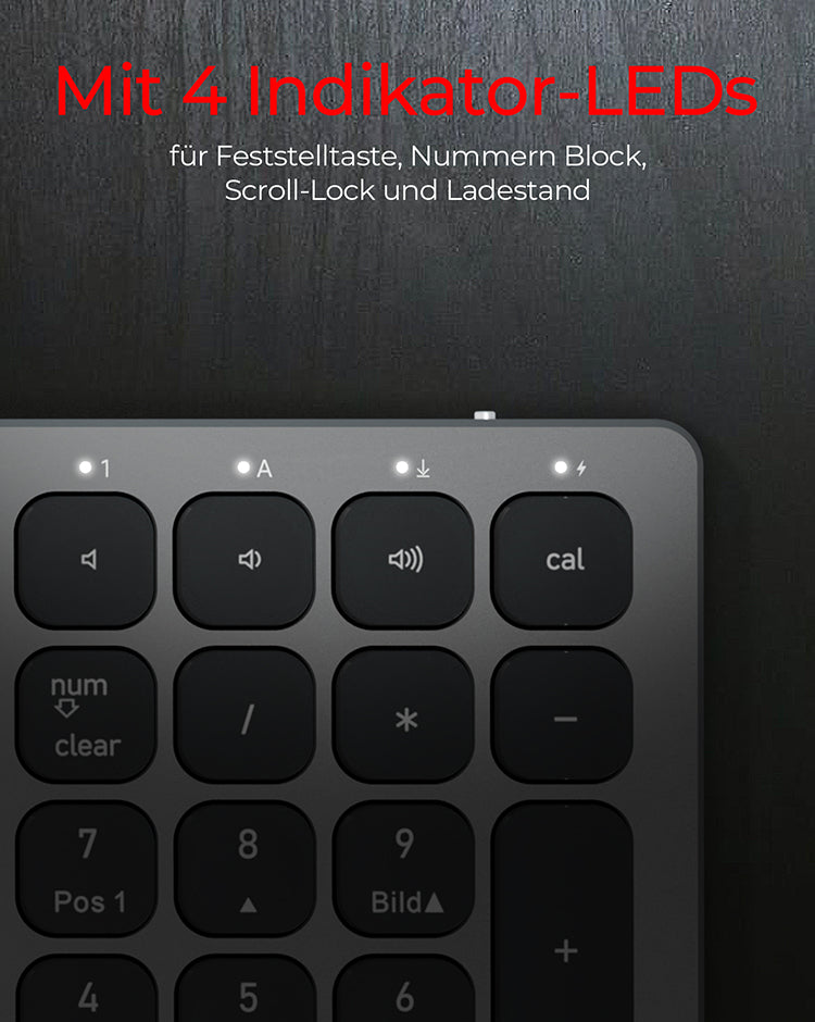 KeySonic KSK-8023BTRF (DE), Full-Size Aluminium Tastatur, Bluetooth® & RF, für Windows® und macOS®, anthrazit/schwarz
