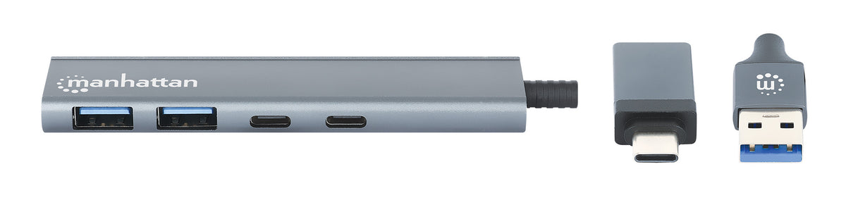 Manhattan 181075 laptop-dockingstation & portreplikator Kabelgebunden USB 3.2 Gen 1 (3.1 Gen 1) Type-A + Type-C Grau