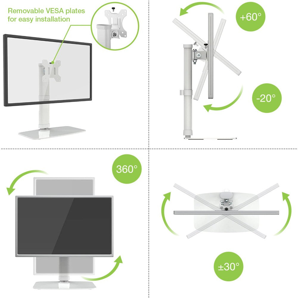 Techly ICA-LCD 260 Flachbildschirm-Tischhalterung 68,6 cm (27") Tisch/Bank Weiß