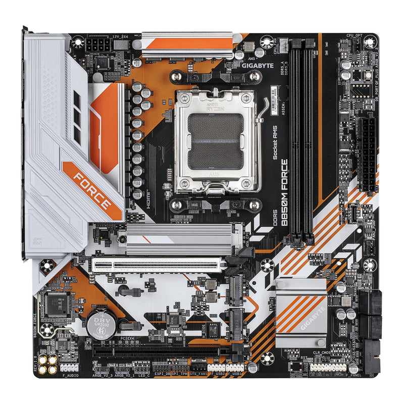 GIGABYTE B850M FORCE Mainboard – Unterstützt AMD Ryzen 9000 Serie Prozessoren, 8+2+2 Phasen Digital-VRM, bis zu 9600 MHz DDR5 (OC), 1 x PCIe 5.0 M.2 + 2 x PCIe 4.0 M.2, 2.5 GbE LAN, USB 3.2 Gen 2