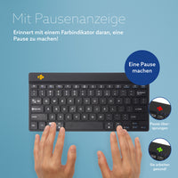 R-Go Tools Ergonomische Tastatur R-Go Compact Break, kompakte Tastatur mit Pausensoftware, QWERTY (US), Bluetooth, Schwarz
