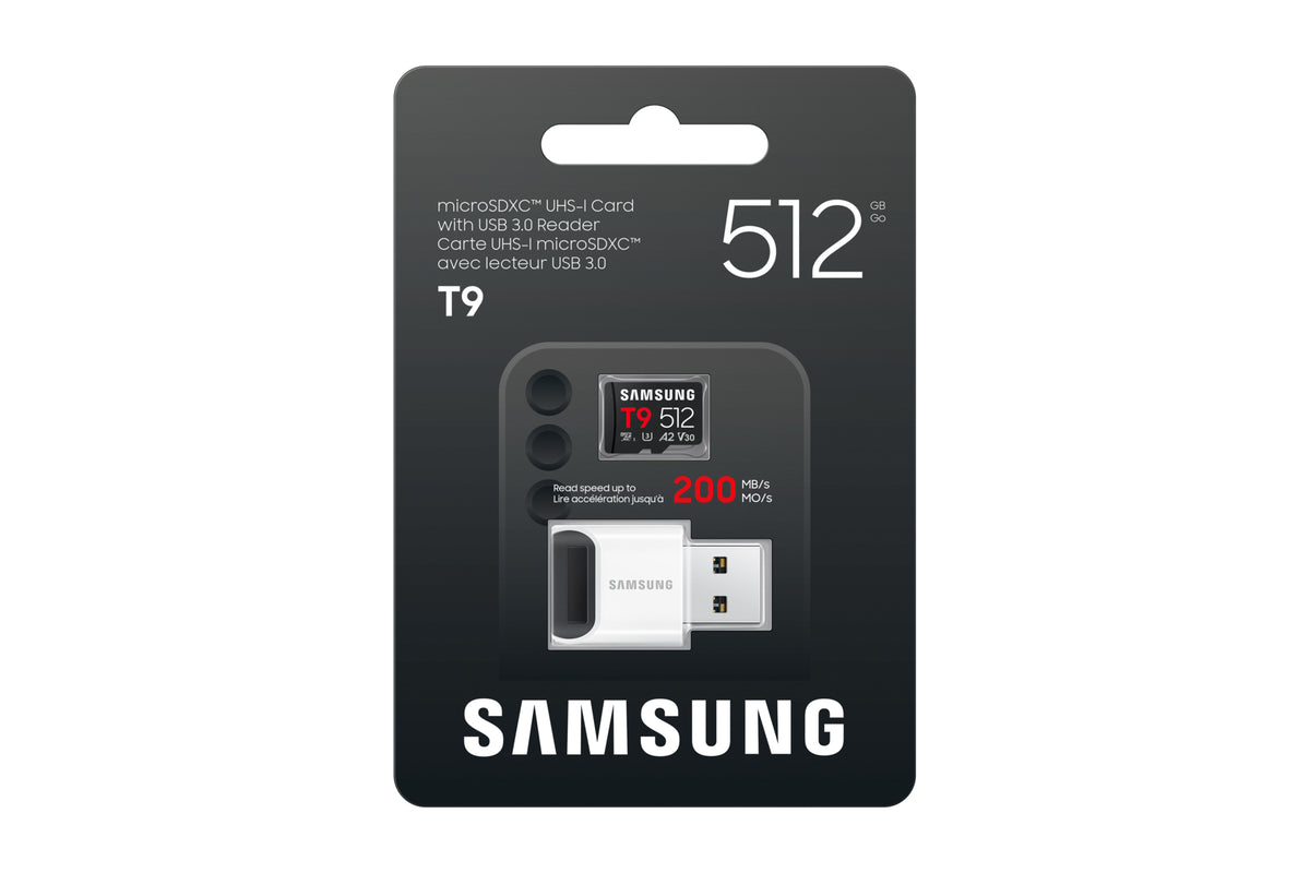 Samsung T9 microSDXC™ UHS-I Speicherkarte - 512 GB mit USB-Kartenleser ‎ ‎