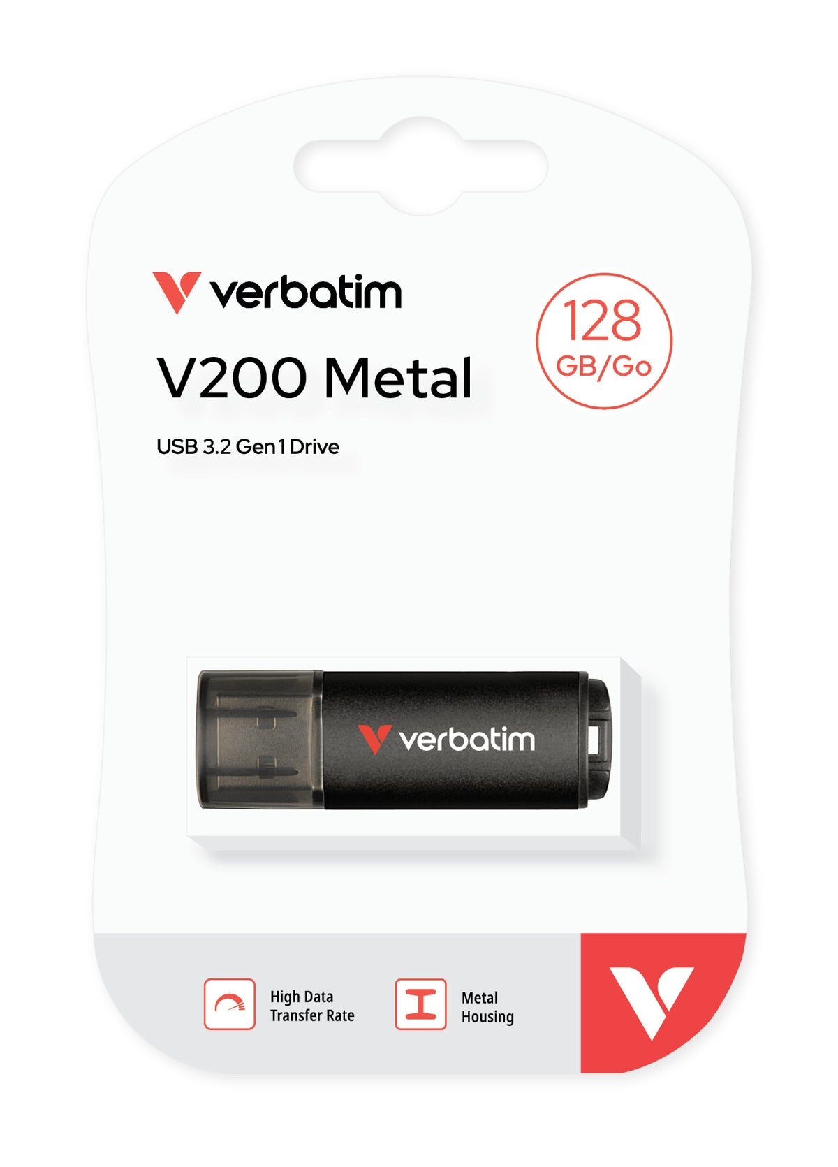 Verbatim V200 Metal USB Drive 128 GB USB-Stick USB Typ-A 3.2 Gen 1 (3.1 Gen 1) Schwarz