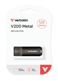 Verbatim V200 Metal USB Drive 128 GB USB-Stick USB Typ-A 3.2 Gen 1 (3.1 Gen 1) Schwarz