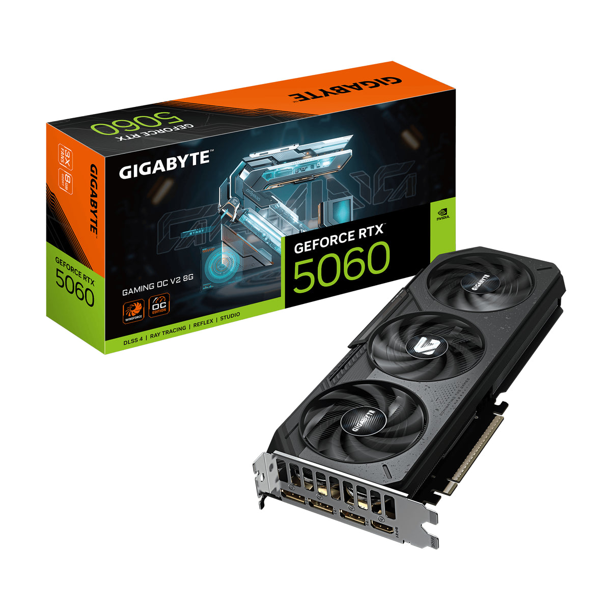 GIGABYTE GeForce RTX 5060 GAMING OC V2 8G – Grafikkarte, 8GB GDDR7, 128bit, PCI-E 5.0, 2602 MHz Core Clock, 3 × DisplayPort, 1 × HDMI, DLSS 4, GV-N5060GAMING OC V2-8GD