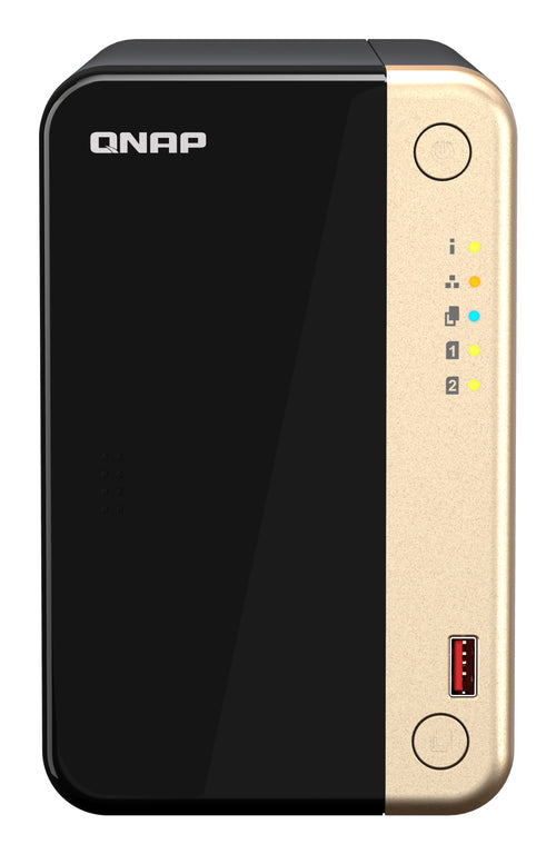 QNAP TS-264 NAS Tower Intel® Celeron® N5095 8 GB 0 TB QNAP QTS Schwarz, Gold