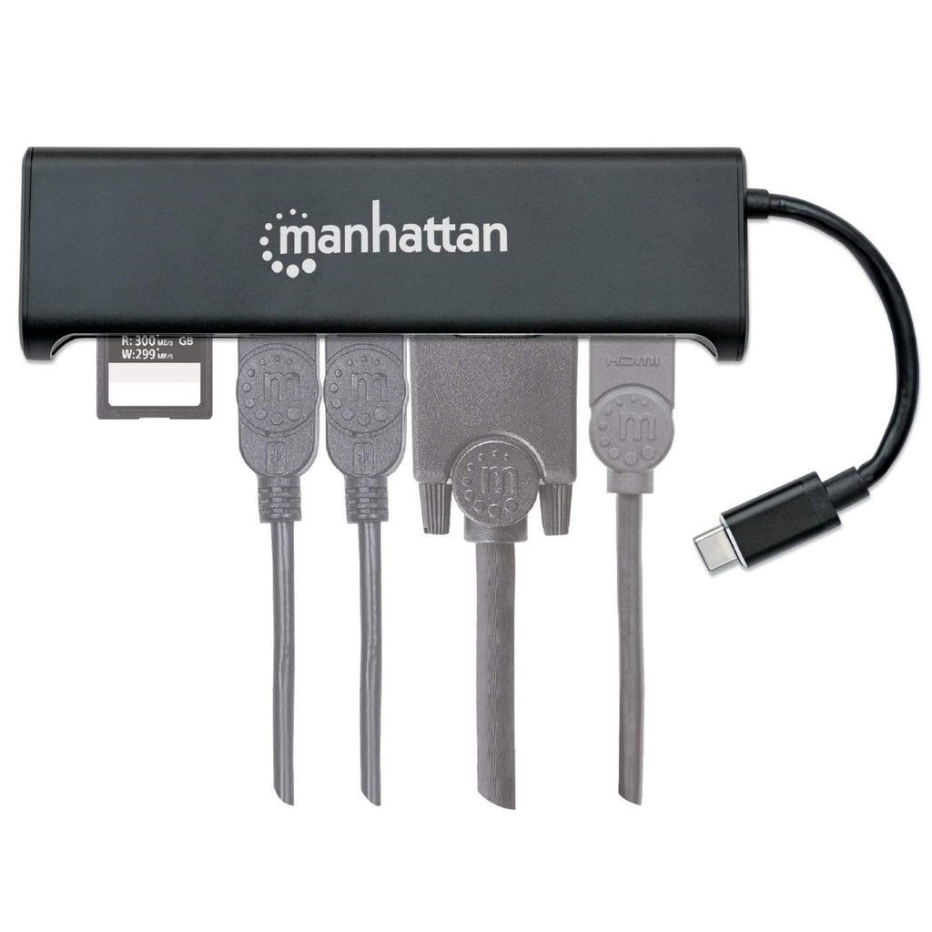 Manhattan 152631 laptop-dockingstation & portreplikator Kabelgebunden USB 3.2 Gen 1 (3.1 Gen 1) Type-C Schwarz