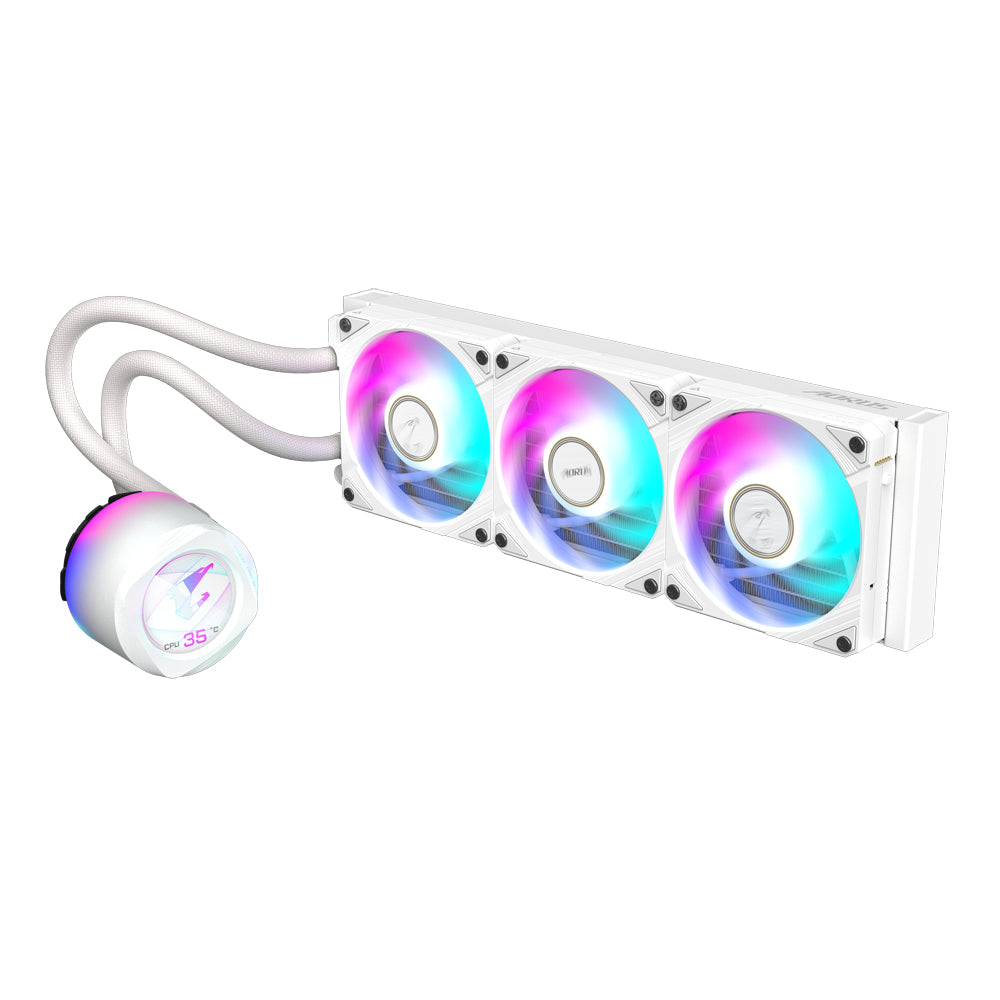 GIGABYTE AORUS WATERFORCE X II 360 ICE AIO Flüssigkeits-CPU-Kühler - 3x120mm ARGB-Lüfter, Vollfarb-LCD, DAISY-CHAIN, kompatibel mit Intel LGA 1851 und AMD AM5